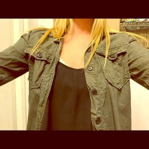 Button down army green blouse
